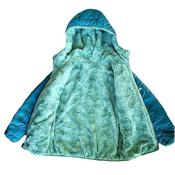 Lands’ End Kids Girls Winter Jacket Blue Size L 10 12 Coat - Picture 3 of 7